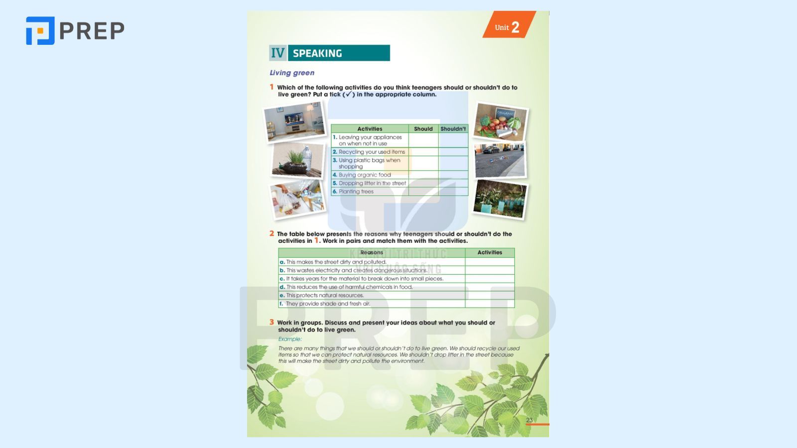 tiếng anh 10 unit 2 speaking