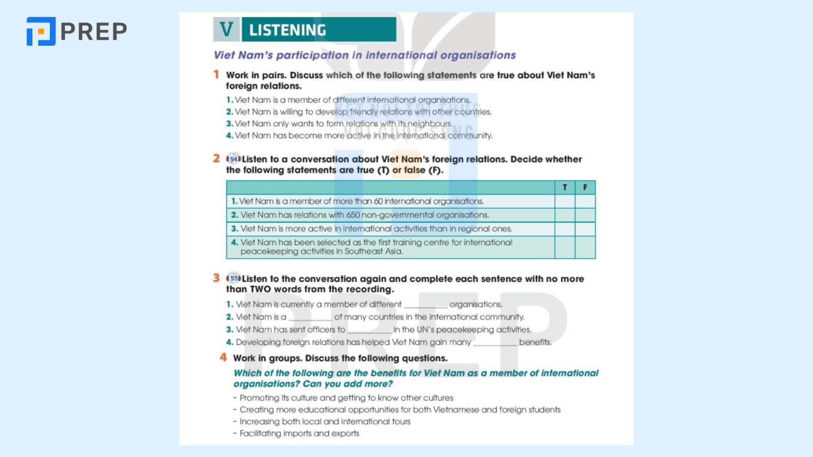 tiếng Anh 10 Unit 7 listening