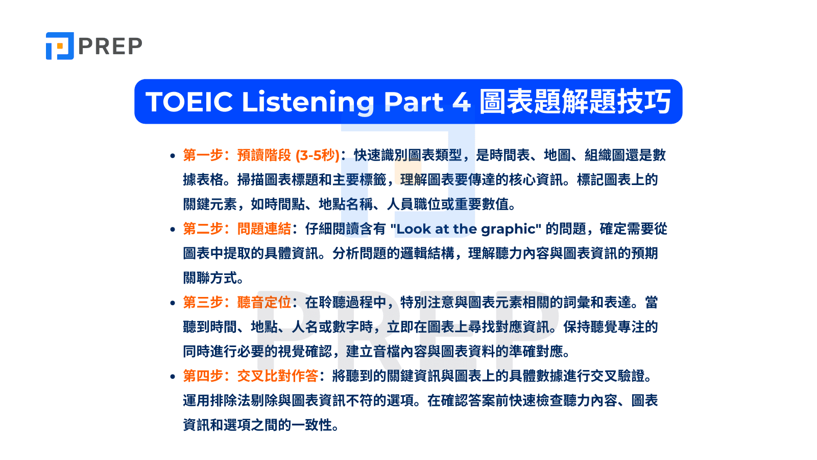 TOEIC Listening Part 4 圖表題解題技巧
