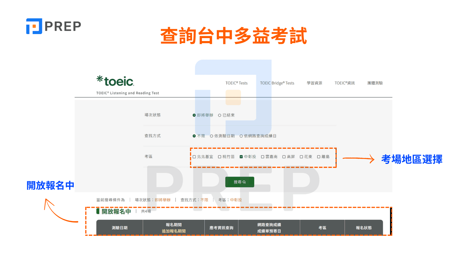 查詢台中多益考試