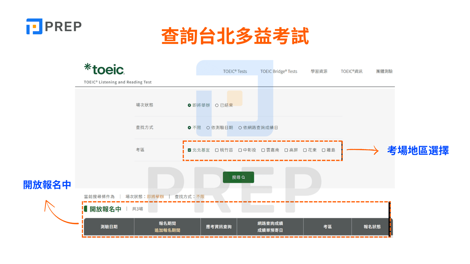 查詢台北多益考試