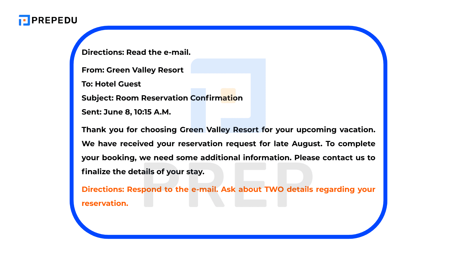 TOEIC Writing Part 2 - 預訂或報名 (Reservation/Registration)