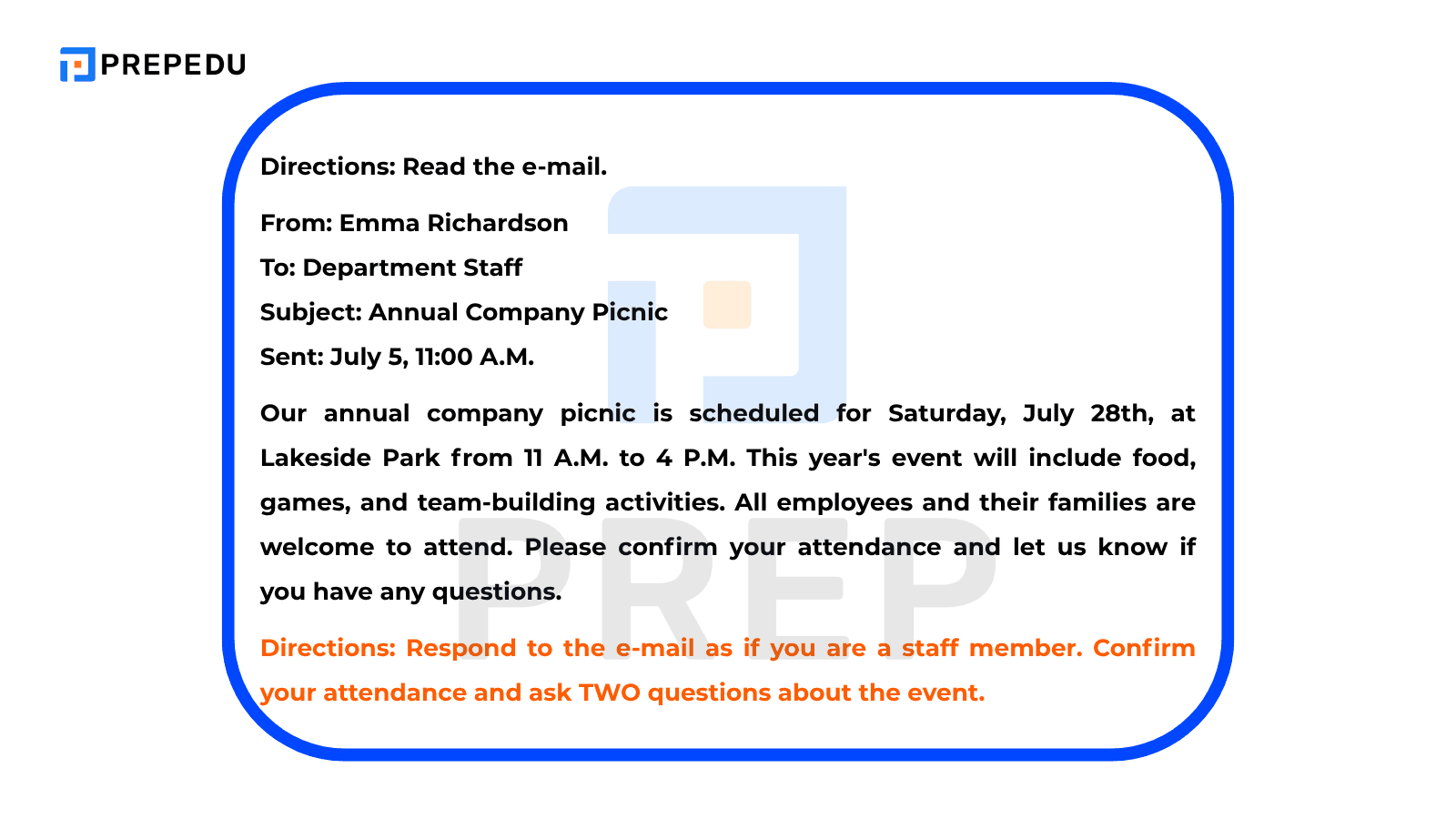 TOEIC Writing Part 2 - 活動邀請回覆 (Event Response)