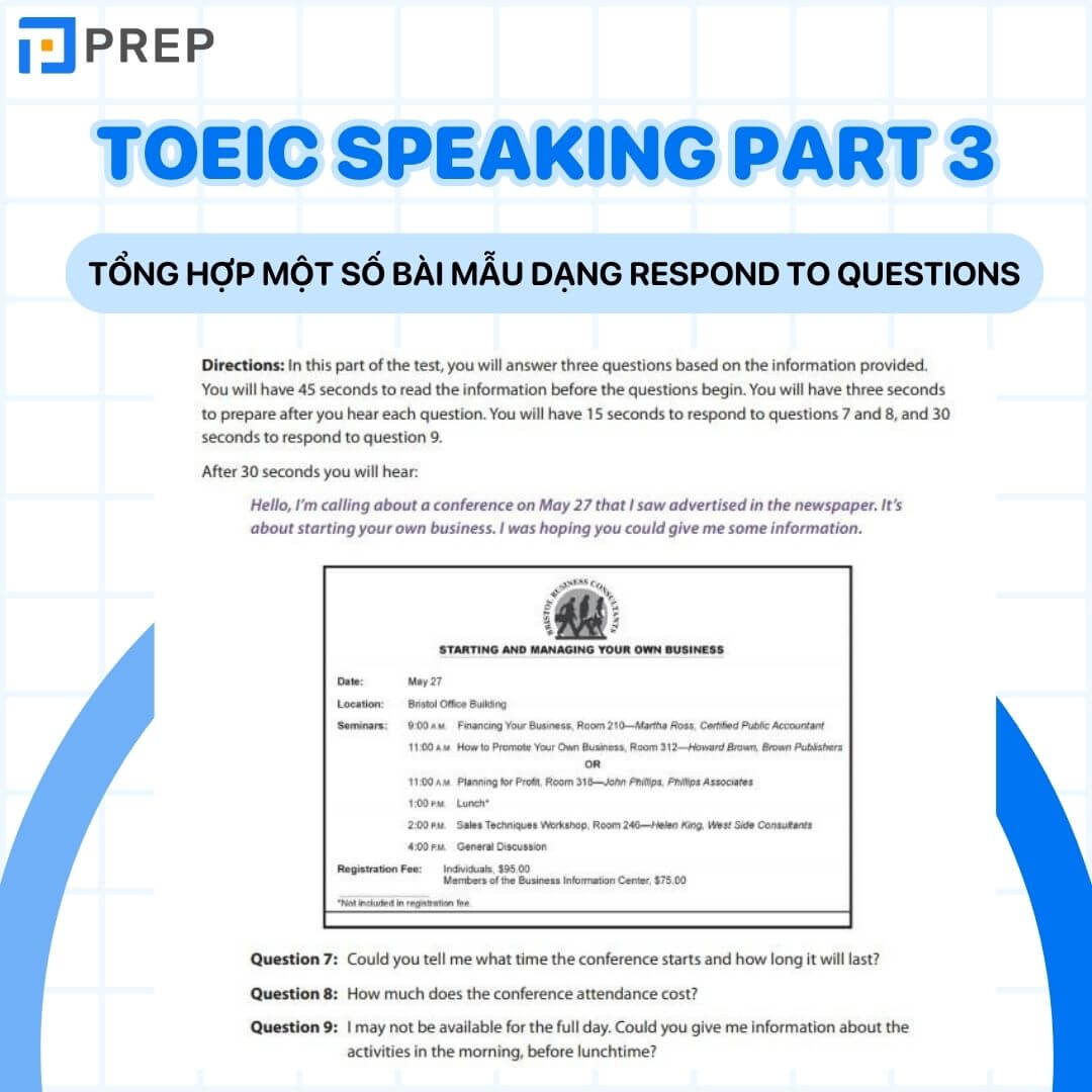 Tổng hợp một số bài mẫu dạng Respond to questions