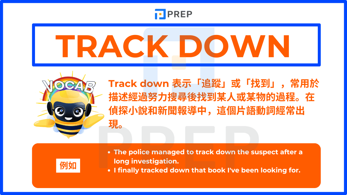 Track down 表示「追蹤」或「找到」