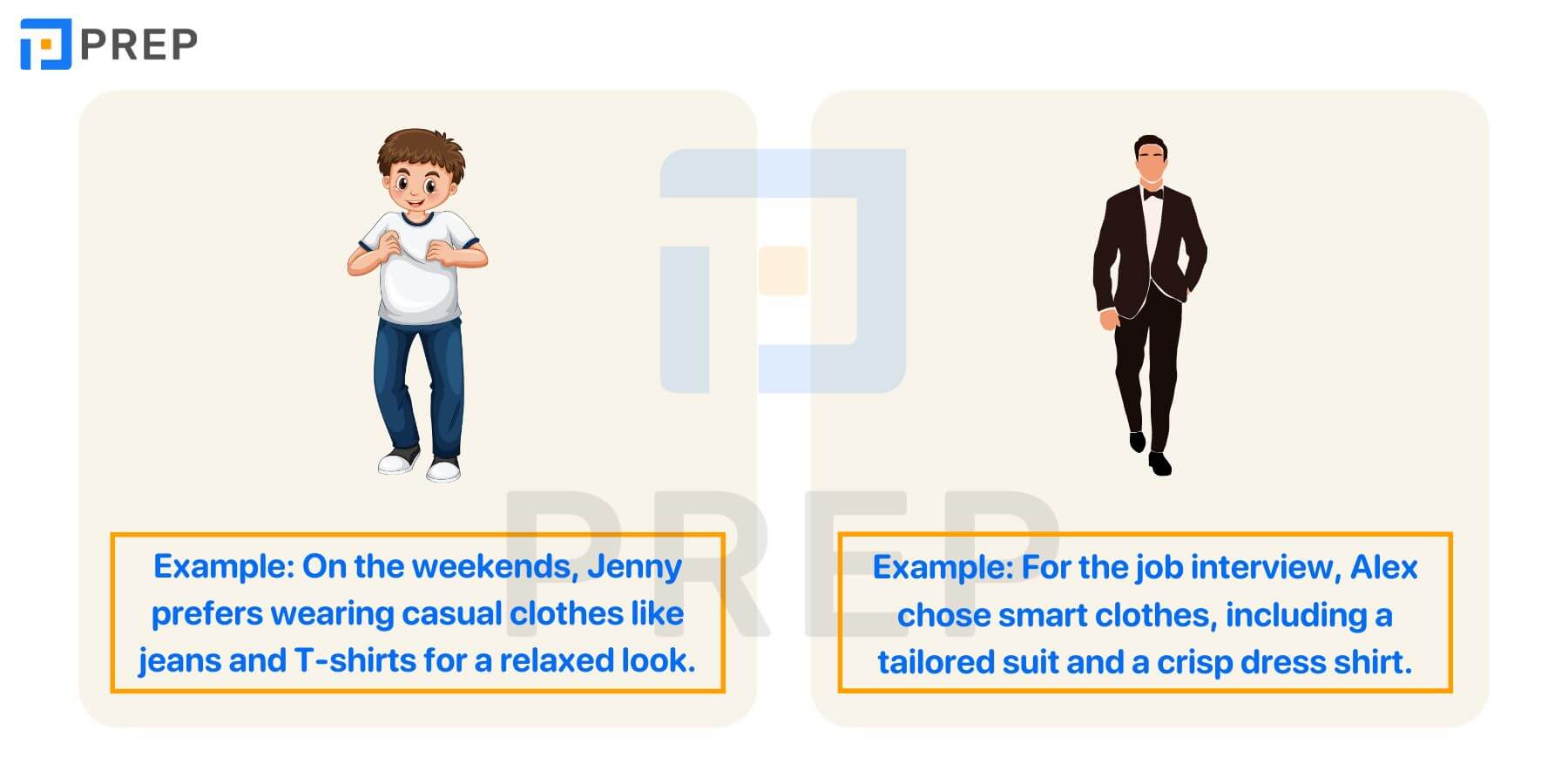 Từ/cụm từ đi kèm với Clothes