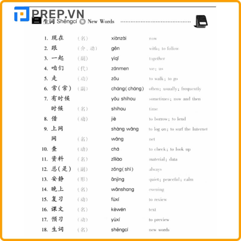 Phần từ vựng của cuốn giáo trình