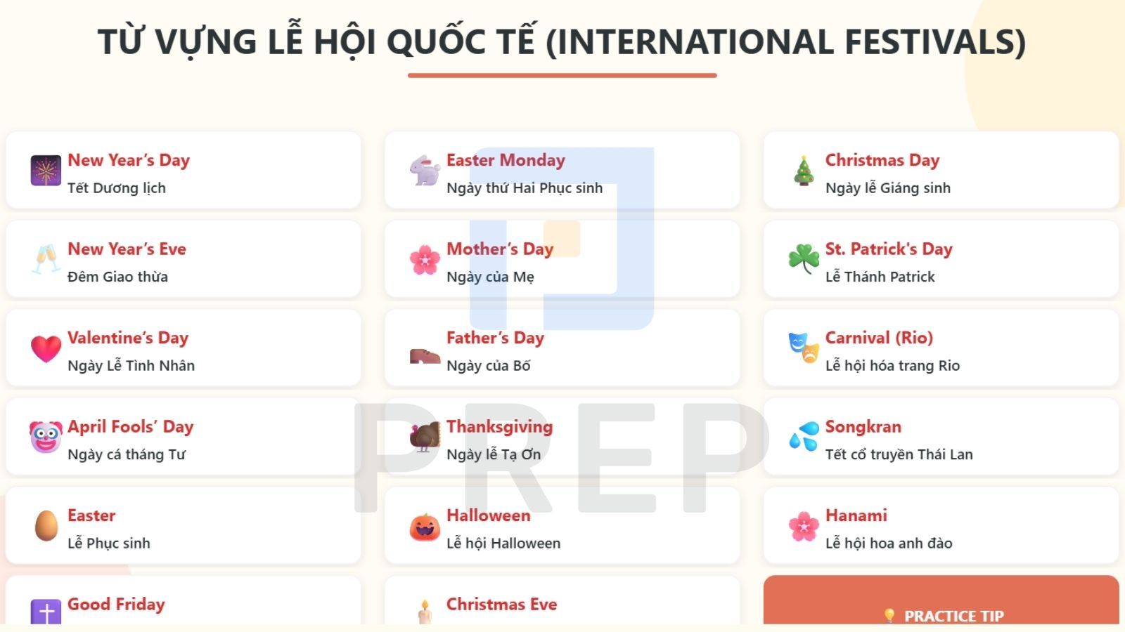 Từ vựng về lễ hội trên thế giới