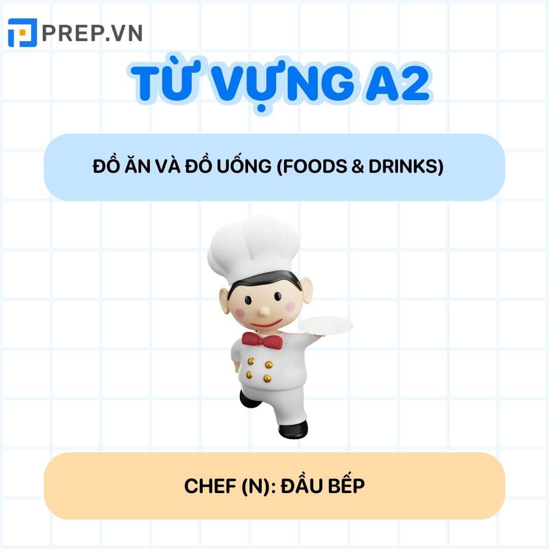 Từ vựng tiếng Anh A2: Đồ ăn và đồ uống (Foods & Drinks)