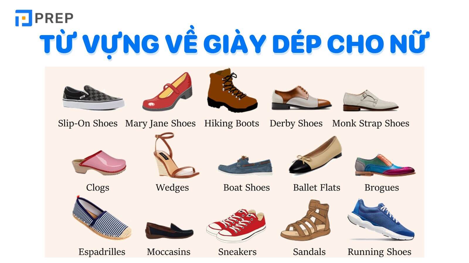 Từ vựng tiếng Anh về giày dép cho nữ