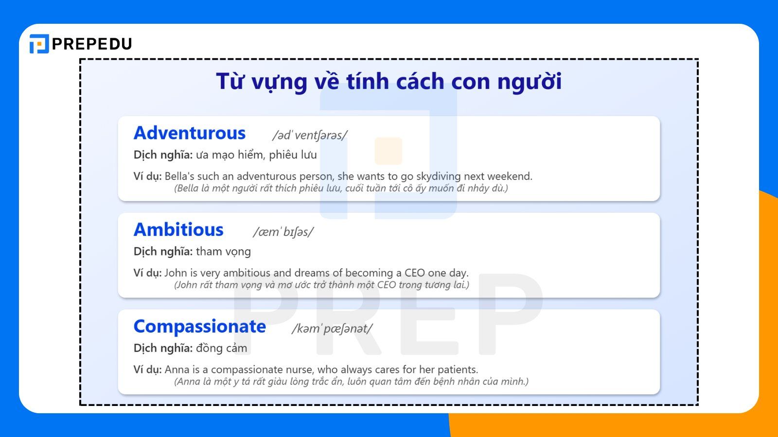 Từ vựng về tính cách tích cực của con người