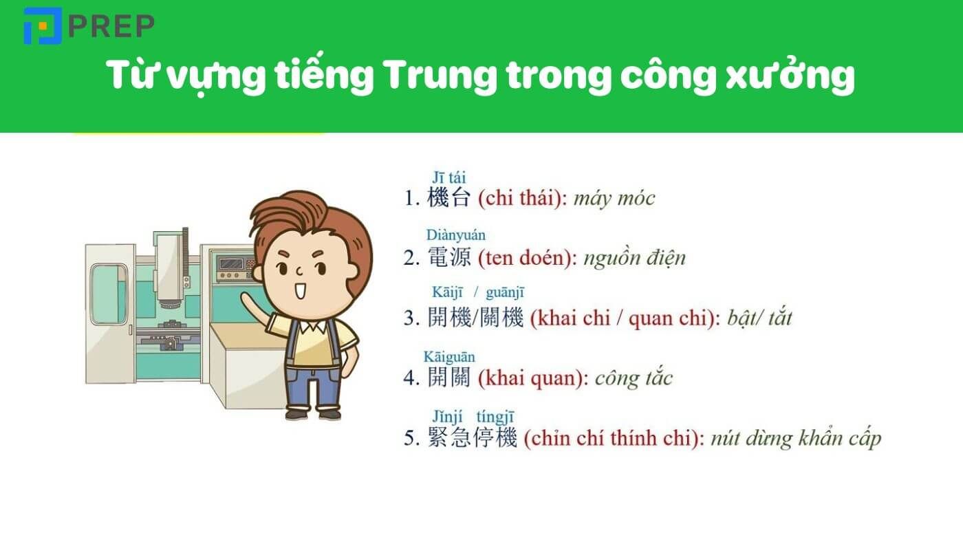 Từ vựng tiếng Trung trong công xưởng đầy đủ