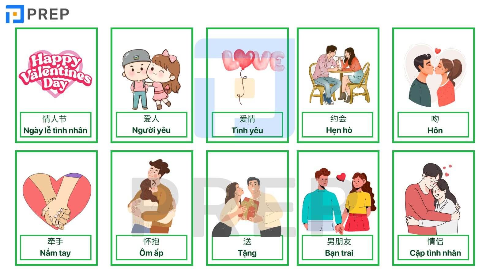 Từ vựng chủ đề tình yêu và ngày Valentine tiếng Trung