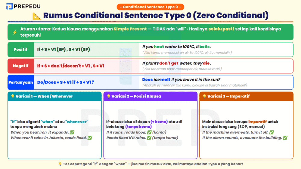 Rumus Conditional Sentence Type 0 dan Variasinya