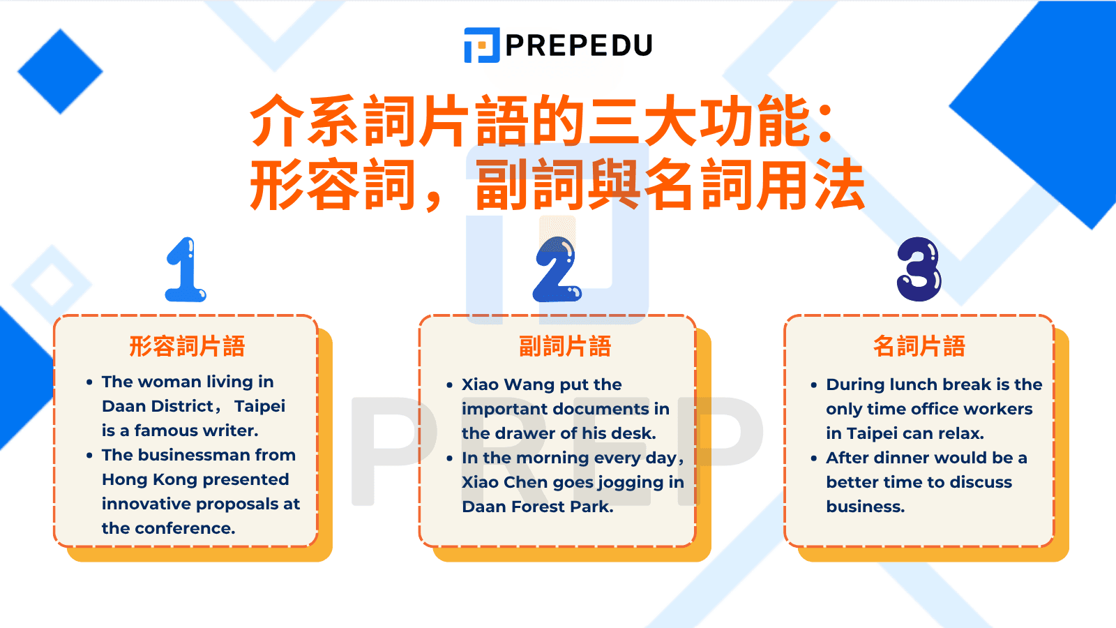 介系詞片語的三大功能