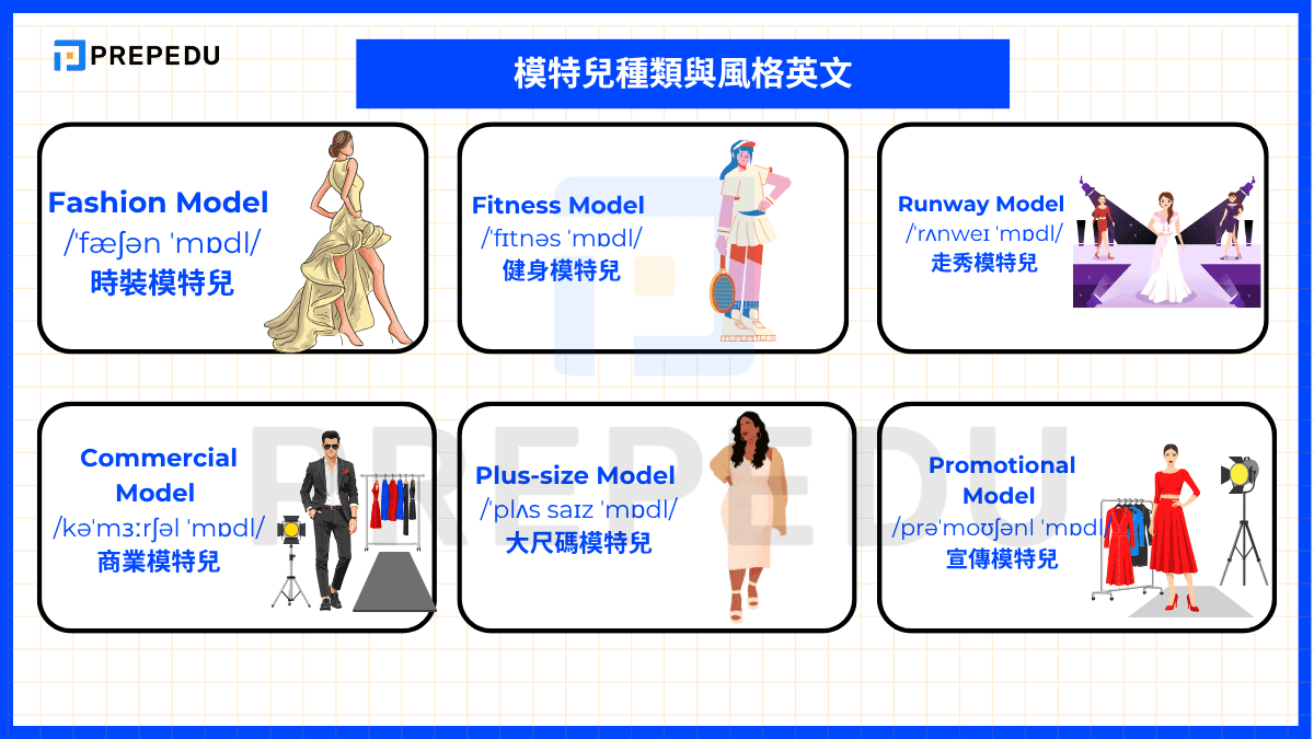 模特兒種類與風格英文