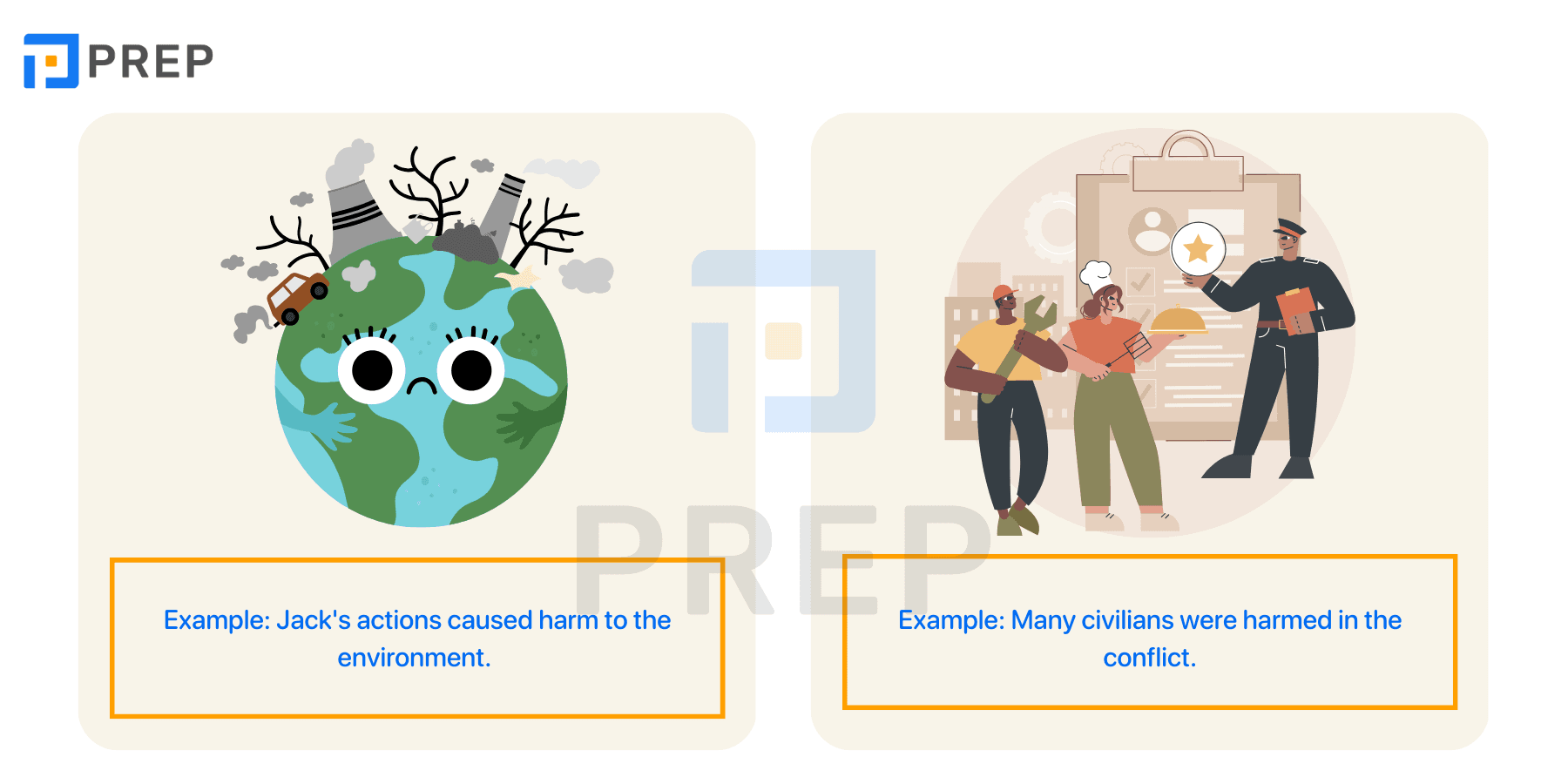Usage and structure of Harm in English