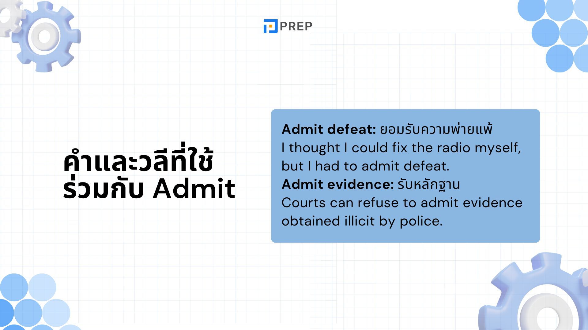 Admit ภาษาอังกฤษคืออะไร Admit ตามด้วย V หรือ Ving ใช้คำบุพบทไหนกับ Admit 