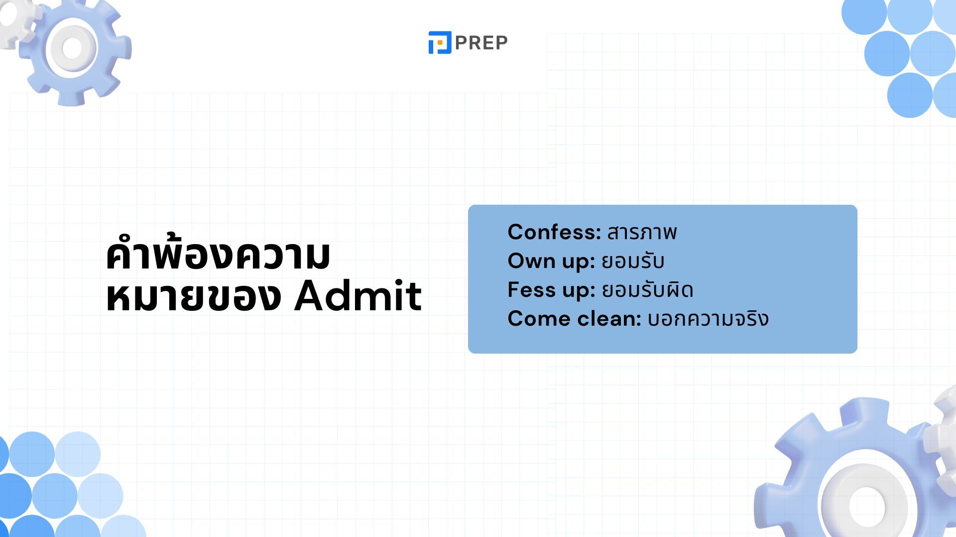 Admit ภาษาอังกฤษคืออะไร Admit ตามด้วย V หรือ Ving ใช้คำบุพบทไหนกับ Admit 