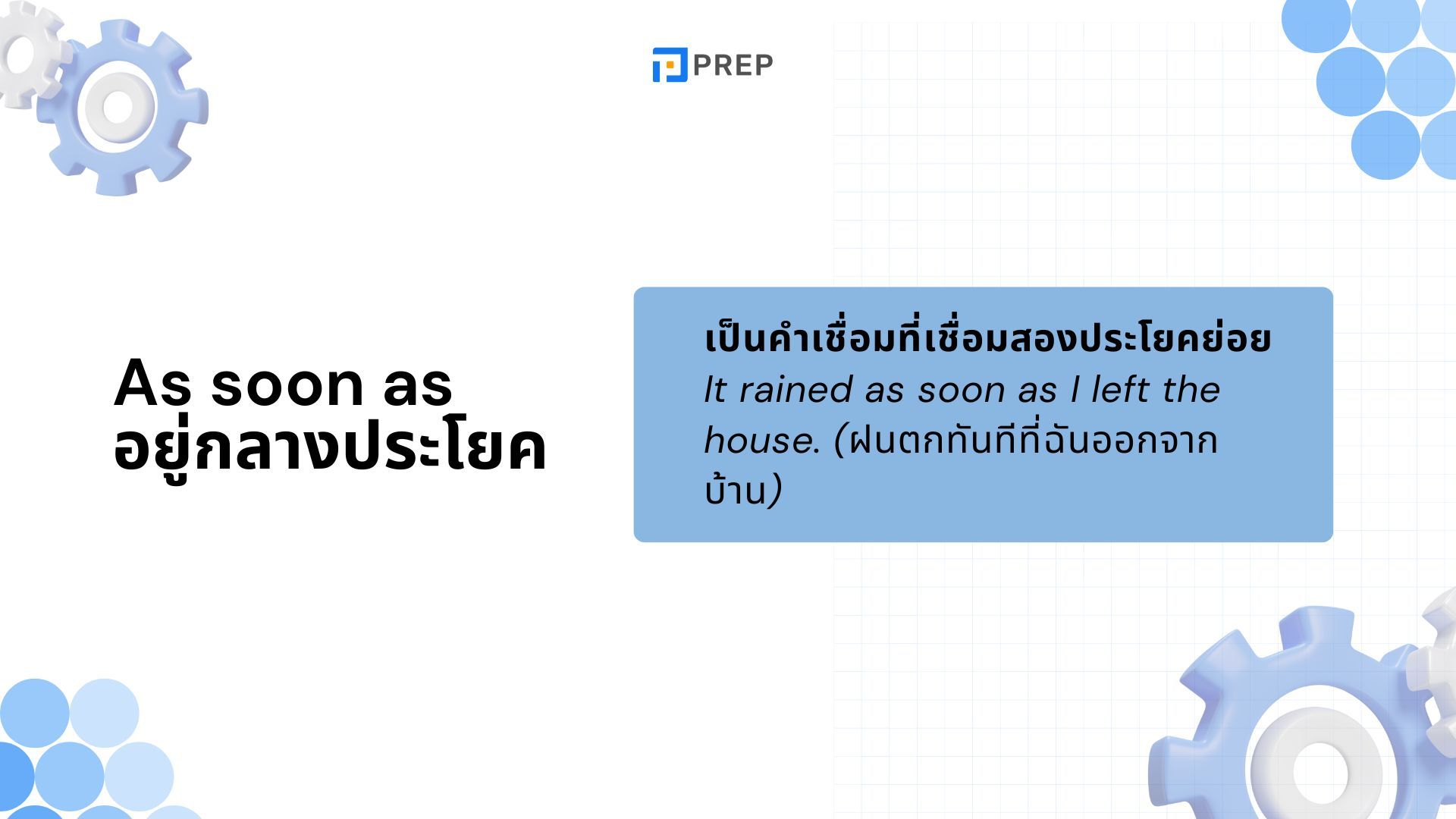 การใช้ As Soon As ในภาษาอังกฤษ - ความหมายและตัวอย่างประโยค