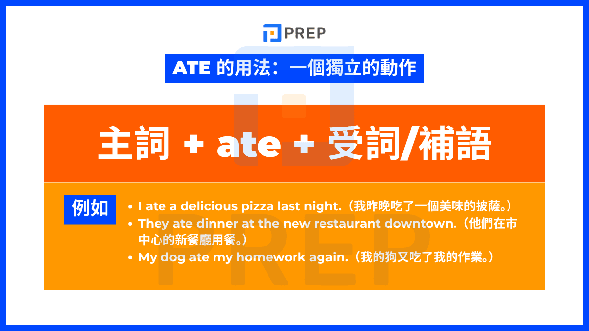 Ate 的用法:一個獨立的動作
