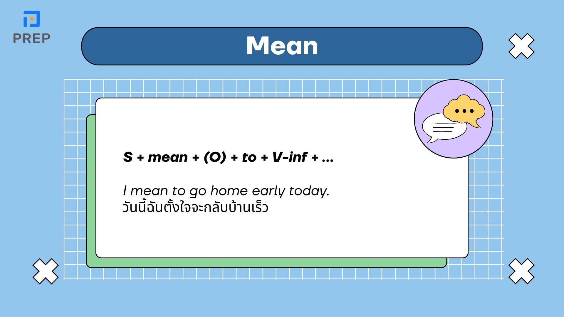 Mean ใช้กับ V หรือ Ving โครงสร้างของ Mean ในภาษาอังกฤษ