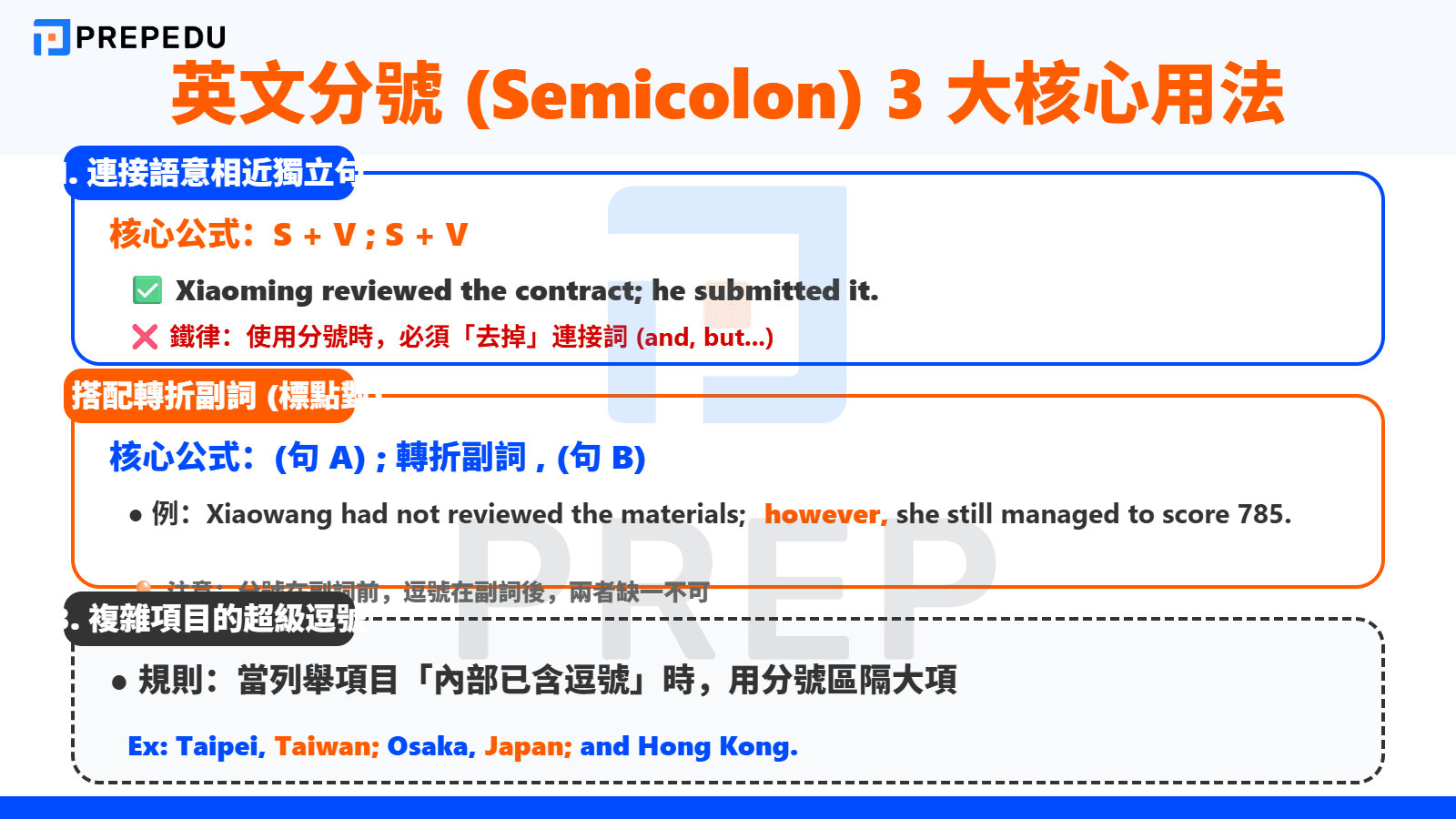 英文分號用法解析（3 大核心使用情境）