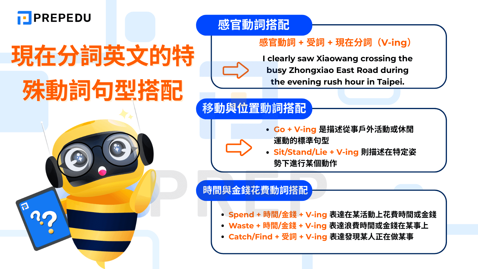 現在分詞英文的特殊動詞句型搭配