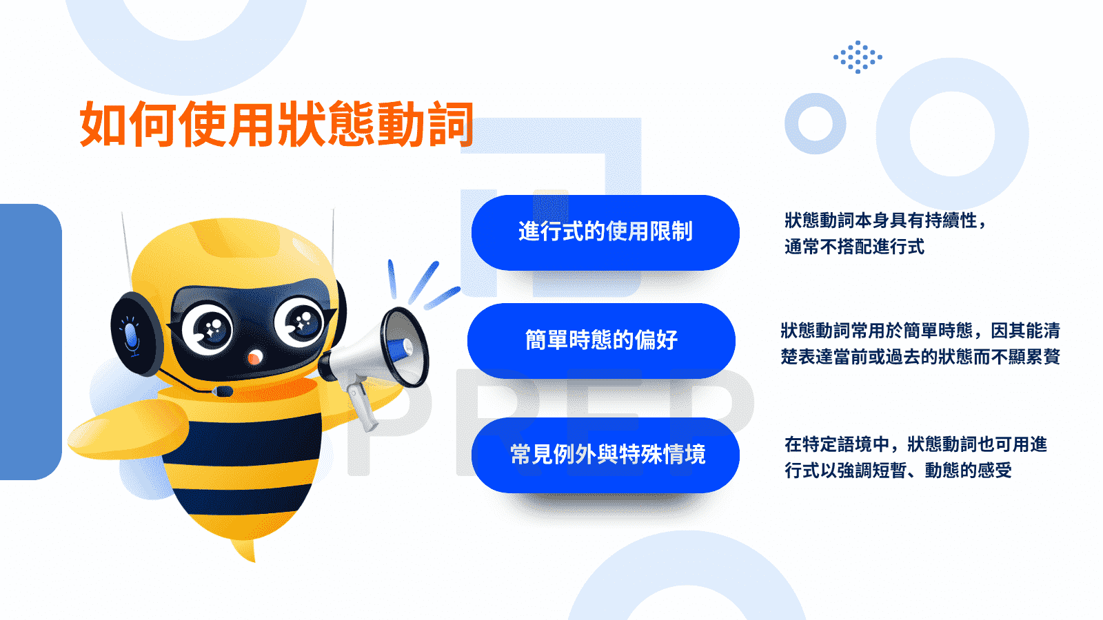如何使用狀態動詞