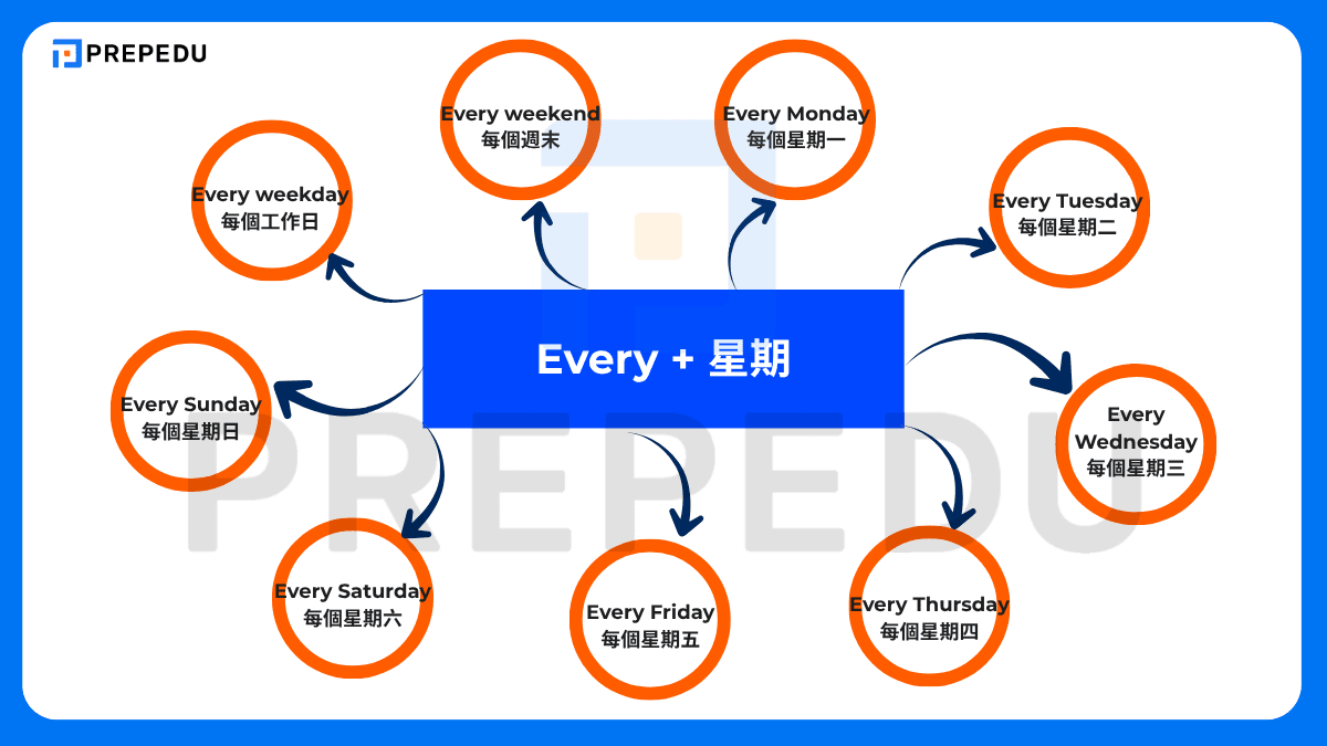 Every 與星期英文的搭配用法