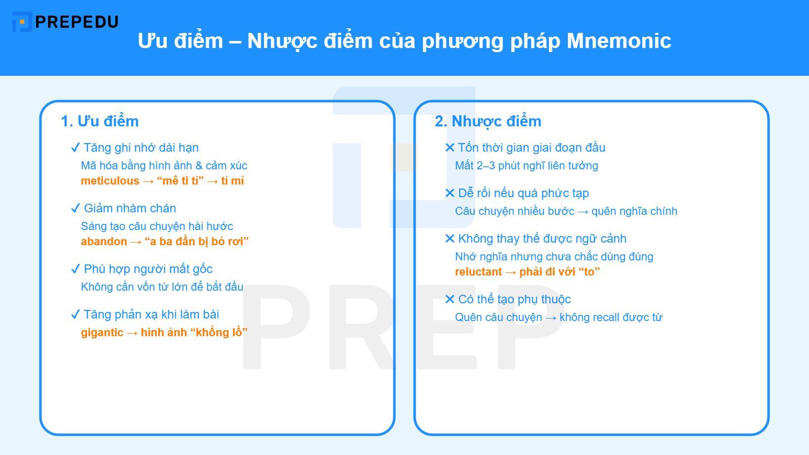 Ưu điểm - Nhược điểm của phương pháp Mnemonic