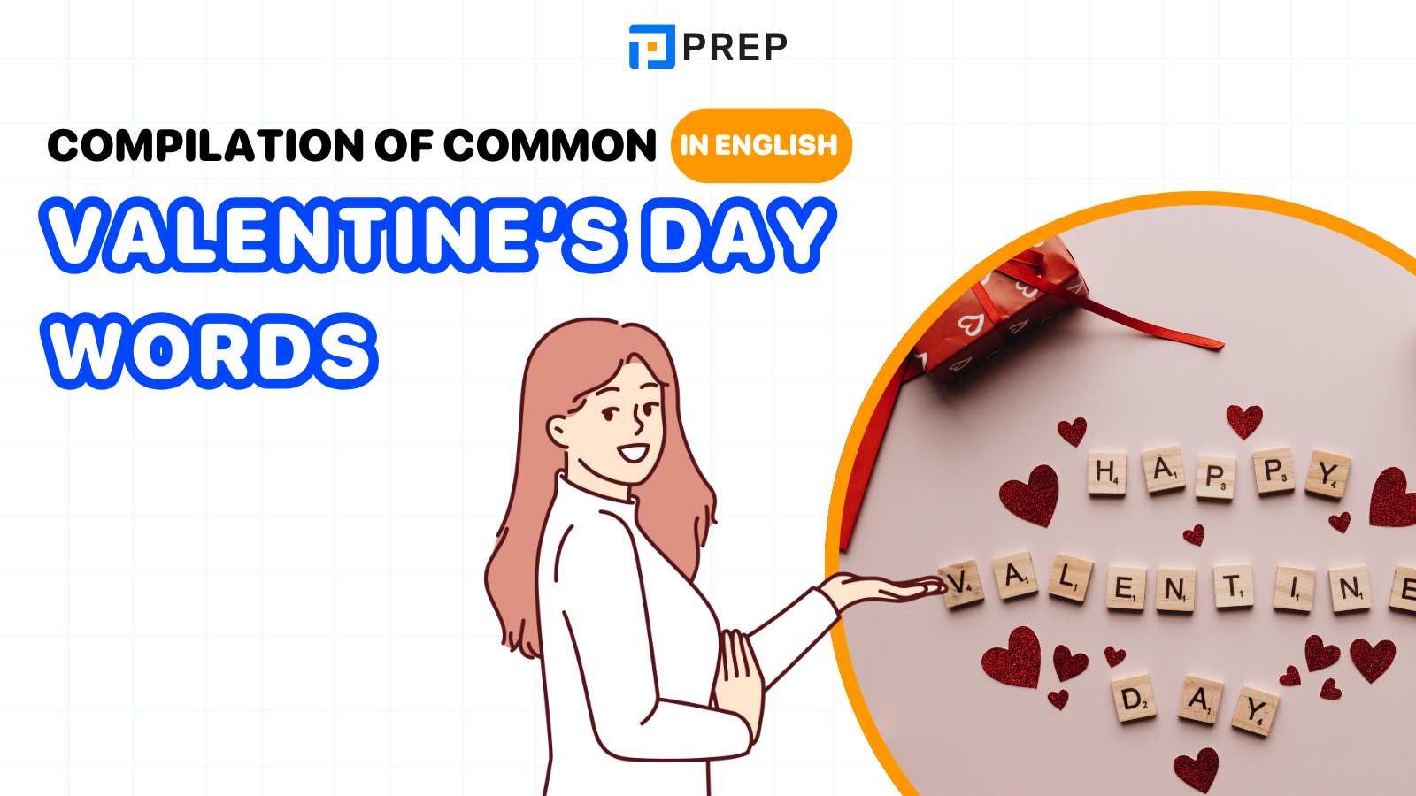 Compilation of common Valentine’s Day words in English