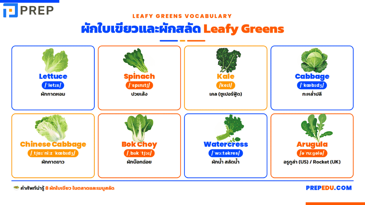 ผักใบเขียวและผักสลัด (Leafy Greens)