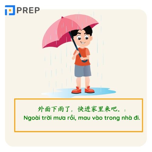 Ví dụ bổ ngữ xu hướng đơn trong tiếng Trung