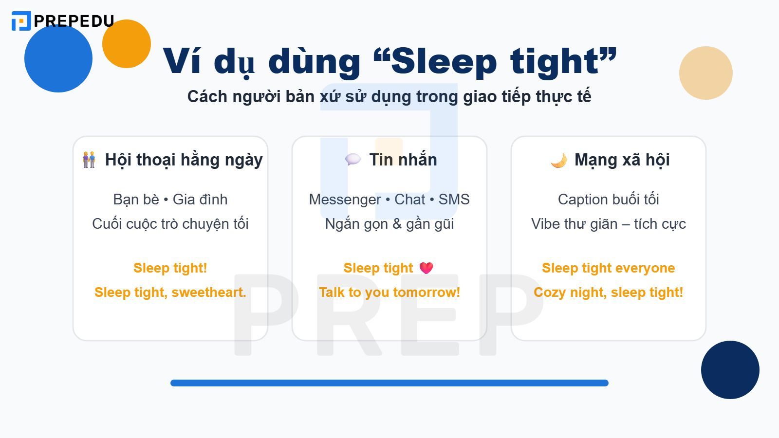 Ví dụ câu dùng sleep tight trong tiếng Anh