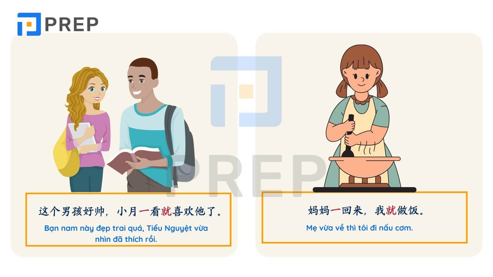 Ví dụ Cấu trúc 一 就 trong tiếng Trung