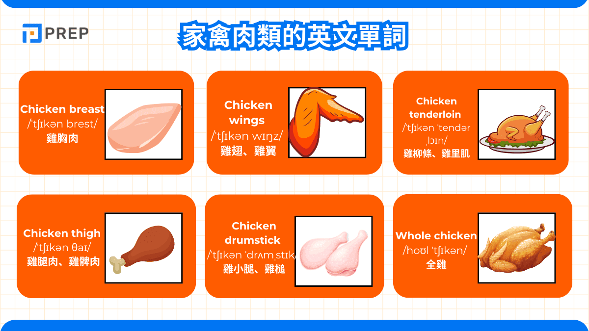家禽肉類的英文單詞