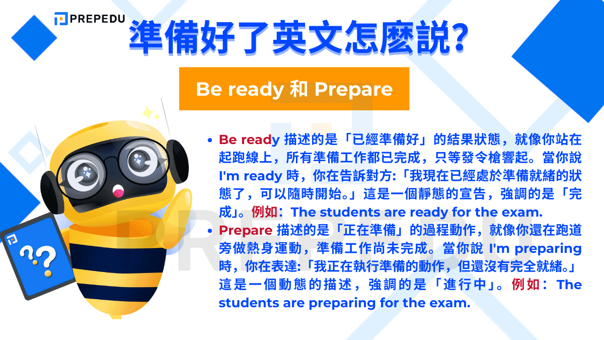 Be ready 和 Prepare 的用法