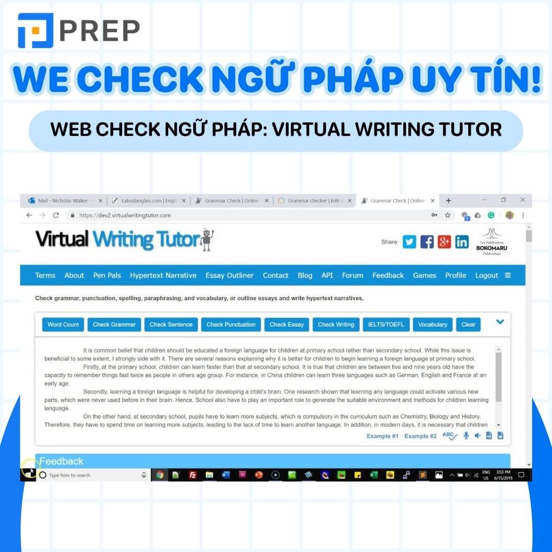 Web check ngữ pháp: Virtual writing tutor 