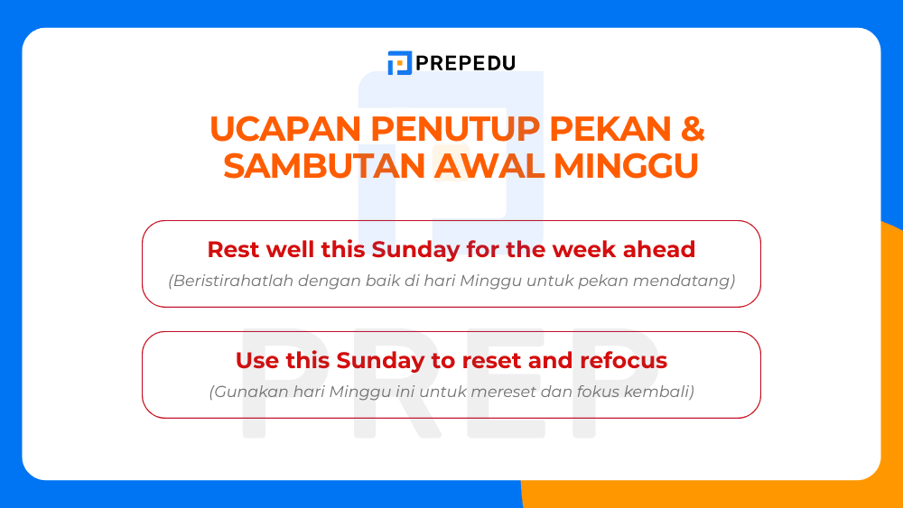 Ucapan Penutup Pekan dan Sambutan Awal Minggu
