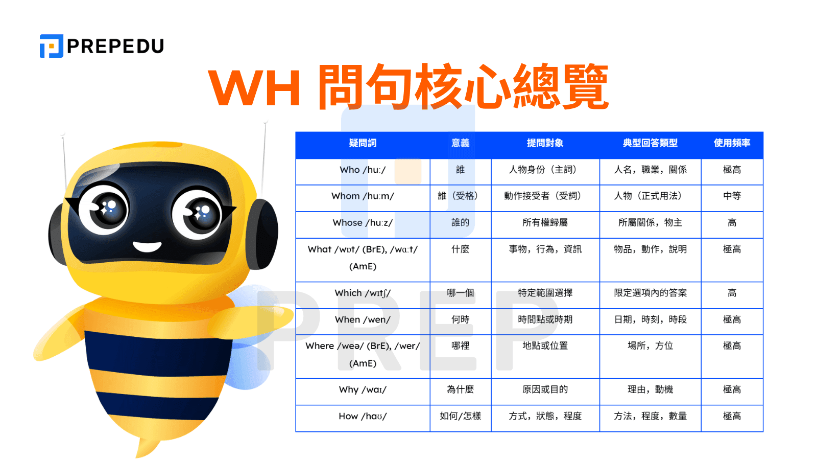 WH 問句核心總覽