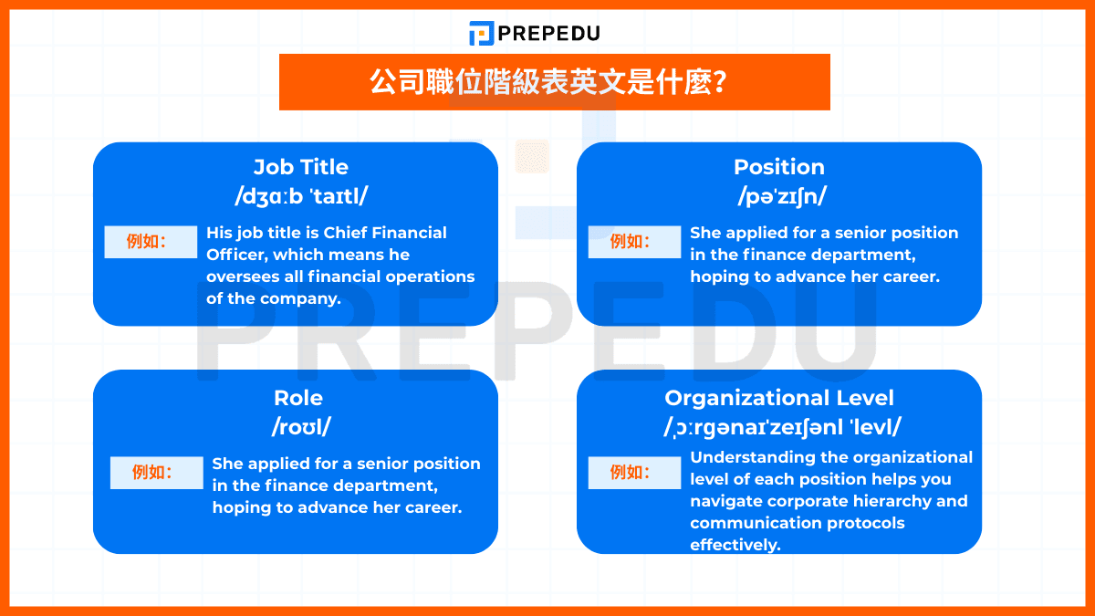 公司職位階級表英文是什麼？