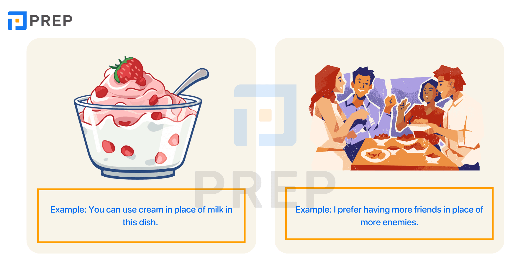 What does In place of in English mean?