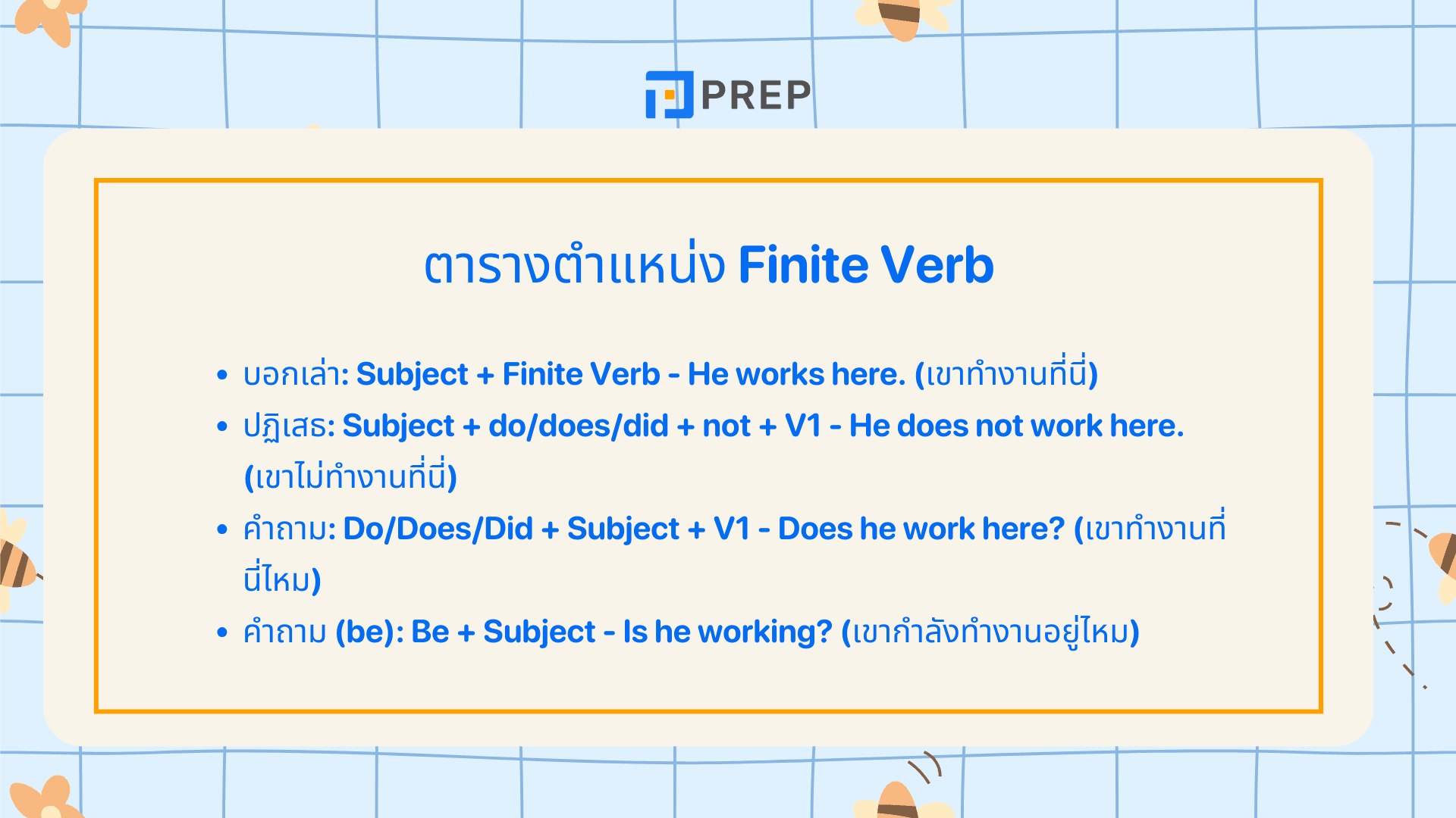 Finite Verb คืออะไร? กริยาหลักที่ผันตามประธานและกาล