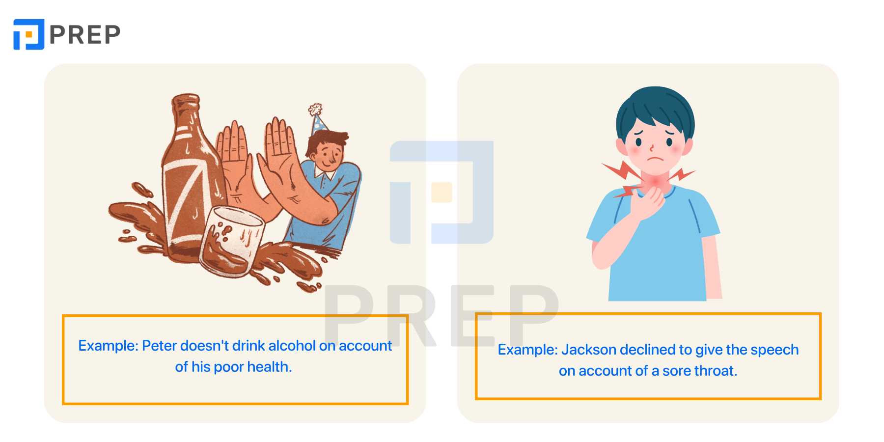 What is On account of in English?
