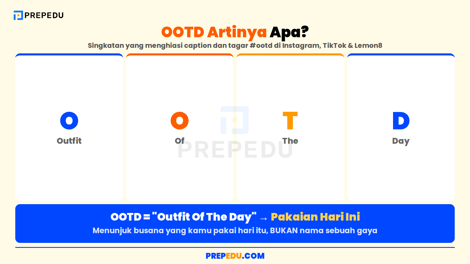 OOTD adalah singkatan dari Outfit Of The Day yang berarti pakaian hari ini