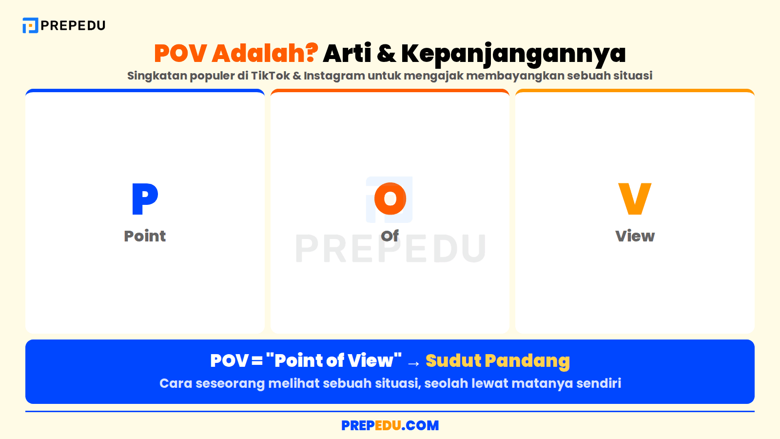 POV adalah singkatan dari Point of View yang berarti sudut pandang