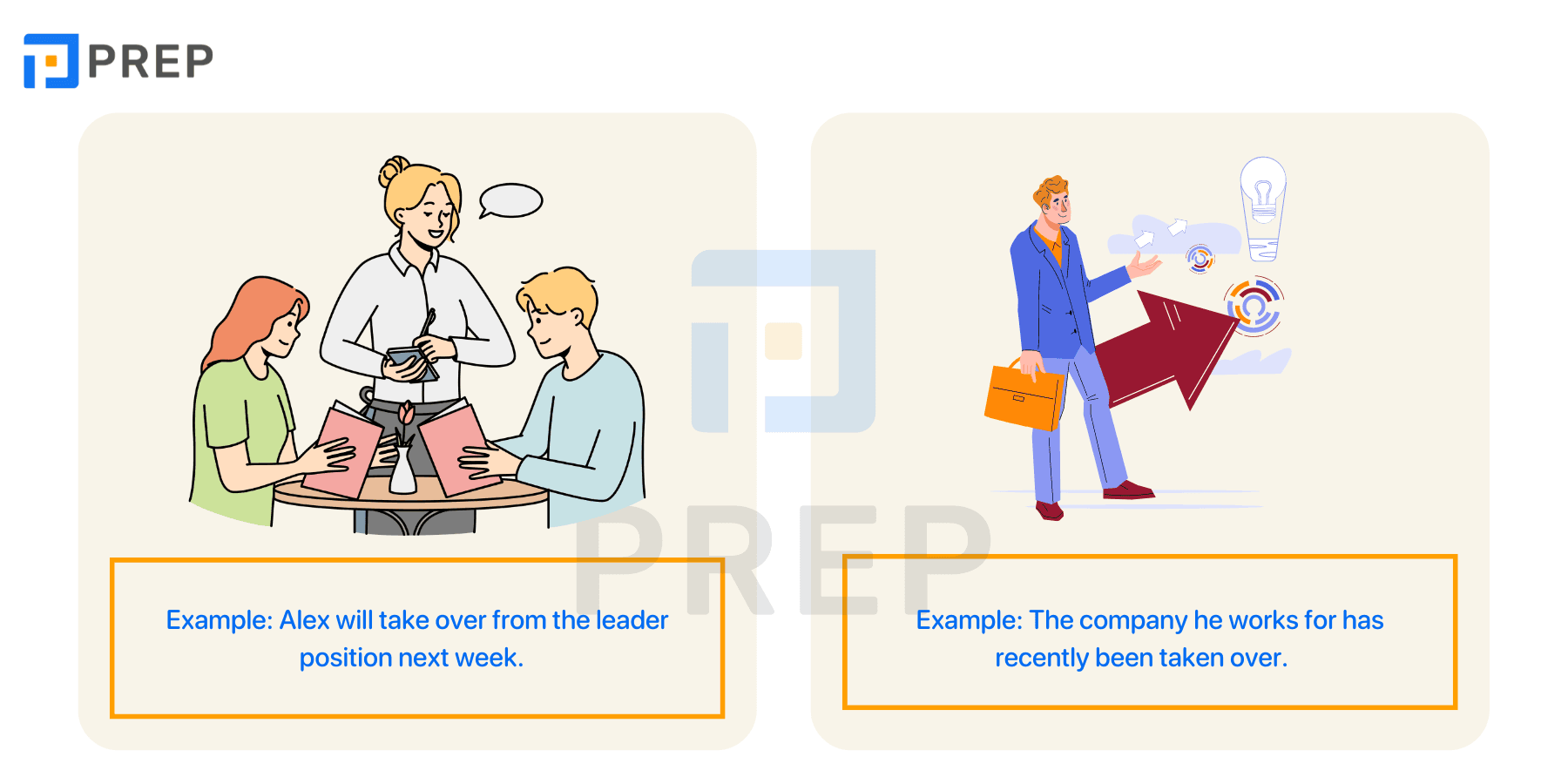 What is Take over in English?