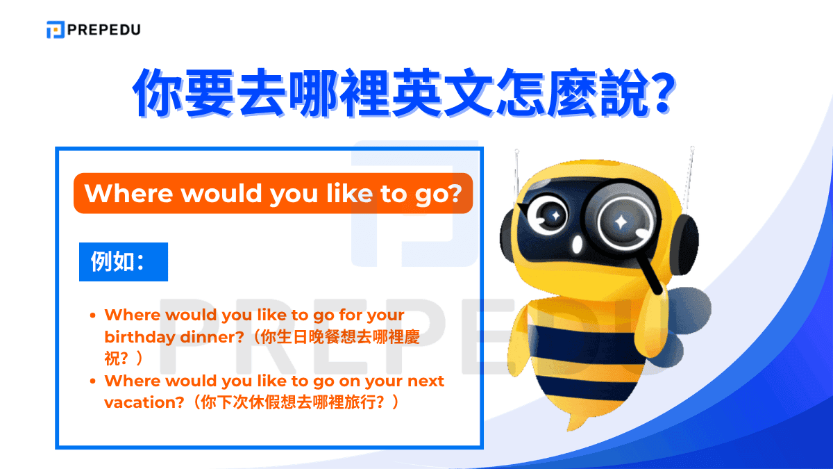 Where would you like to go? 是你想去哪裡英文中語氣最正式有禮的版本