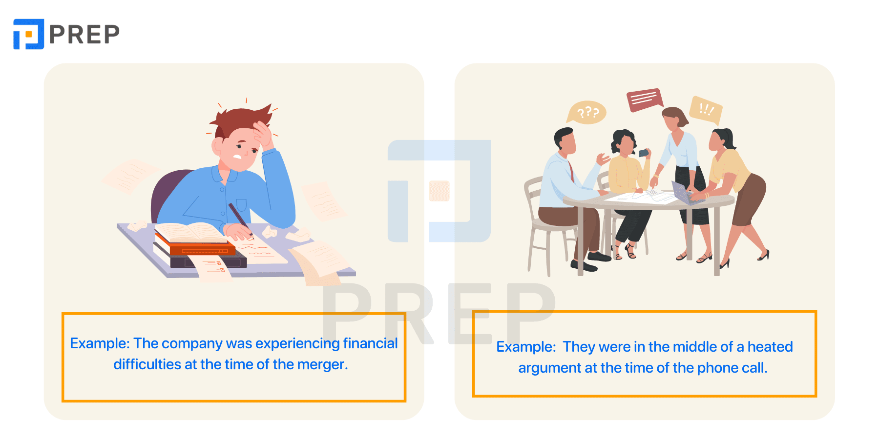 Words accompanying At the time in English